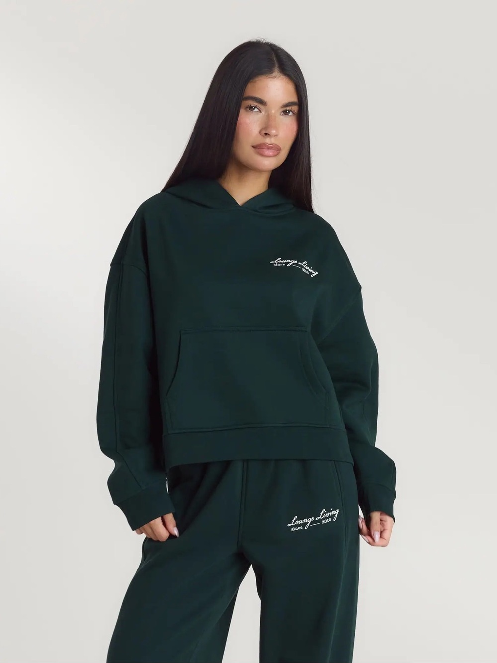Lounge Living Hoodie Women's Hoodie with Kangaroo Pocket Size S Forest Green